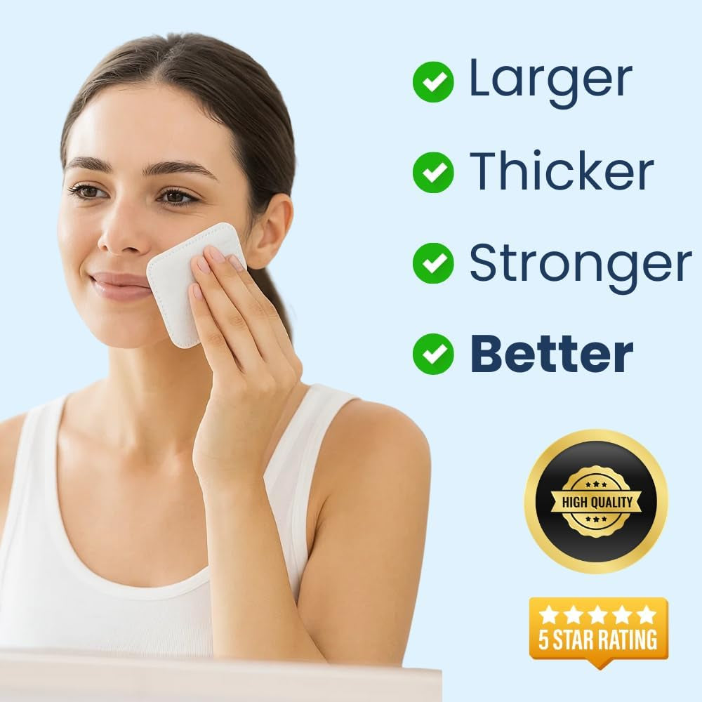 Square Cotton Pads for Face β 80 Count Lint Free Cotton Pads, Large Cotton Makeup Remover Pads for Skincare, 3 Inch (7β7.5 Cm)
