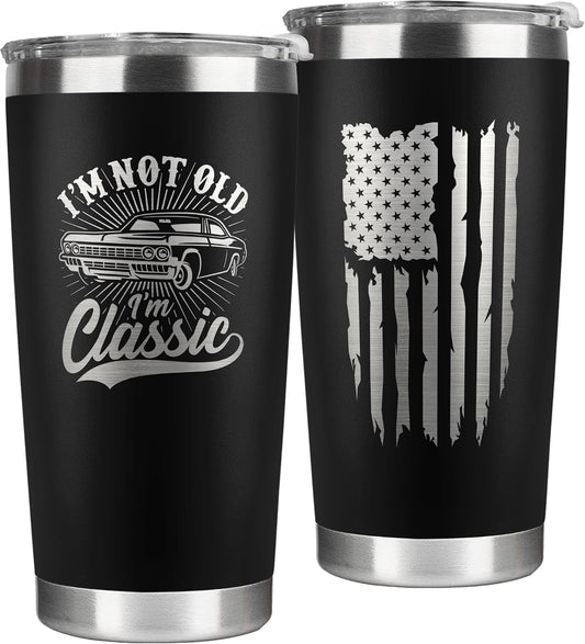 Vintage, Not Old™ – Funny 20oz Tumbler Gift for Dad & Grandpa