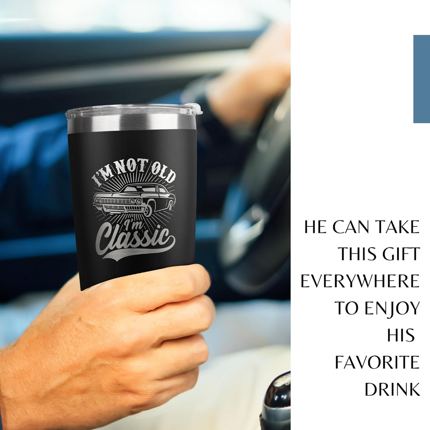 Vintage, Not Old™ – Funny 20oz Tumbler Gift for Dad & Grandpa