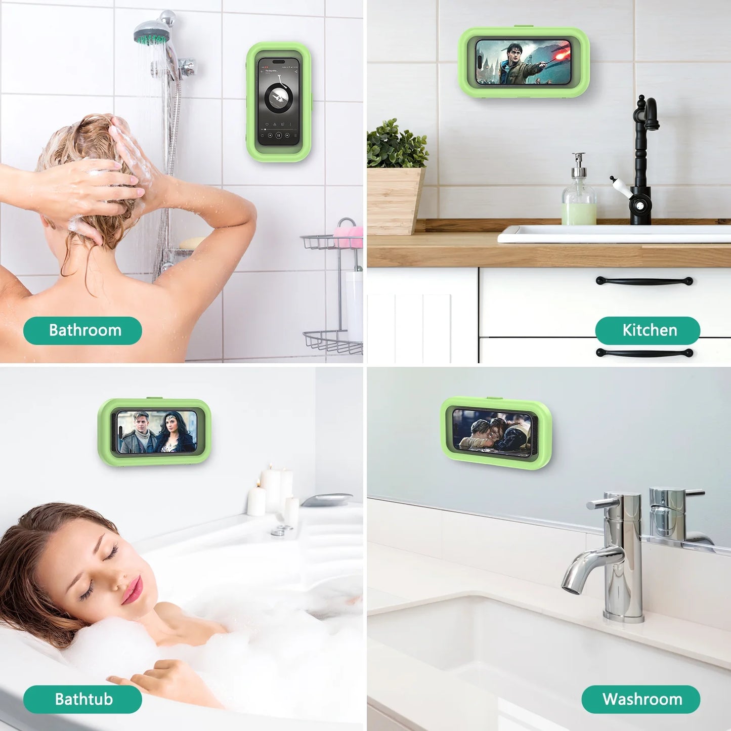 AquaView™ Waterproof Shower Phone Holder – 360° Rotating Hands-Free Screen Mount for Shower, Bath & Kitchen