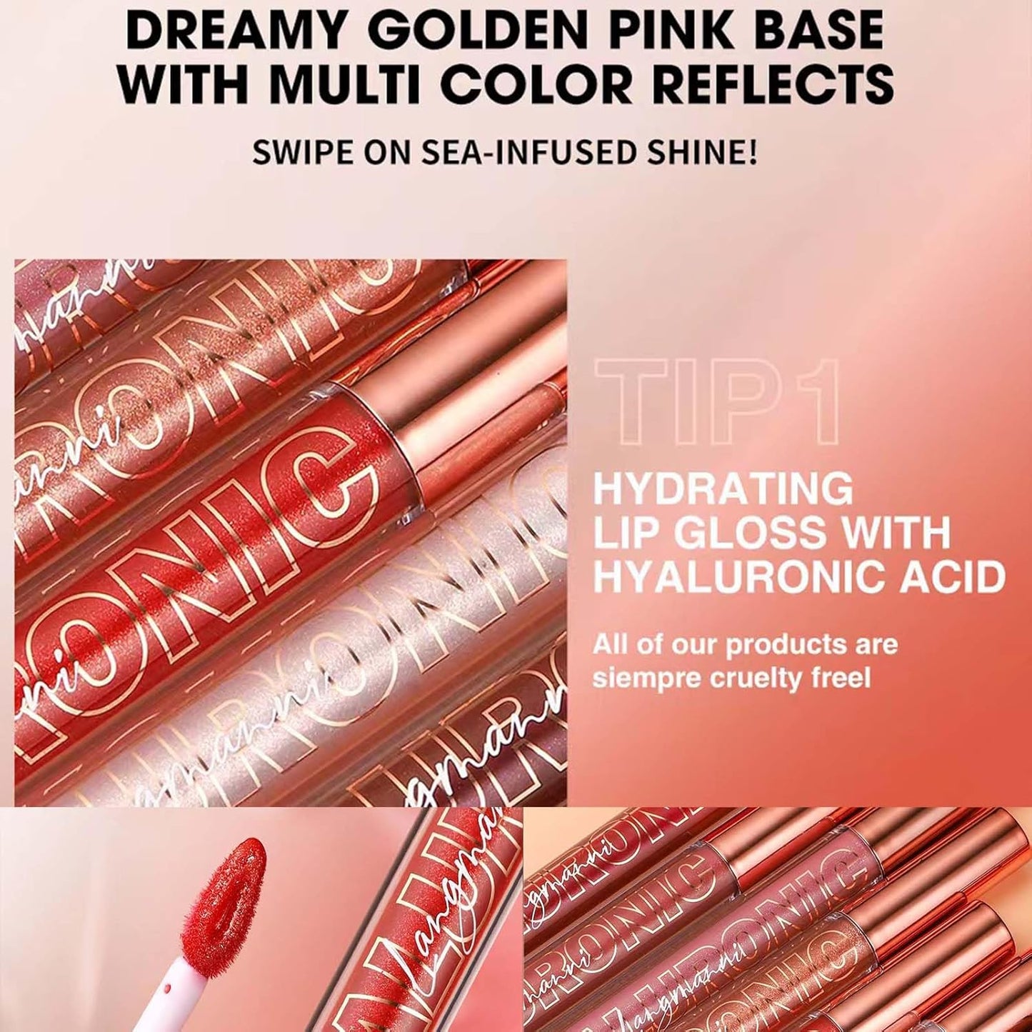 Clear Lip Gloss Lip Plumper Gloss Tinted Glitter Lipgloss Lip Oil Teens Moisturizing High Shine and Vegan Plumping Lip Gloss for Women Girls Long-Lasting Dry Lip Care (01# Clear Shimmer)