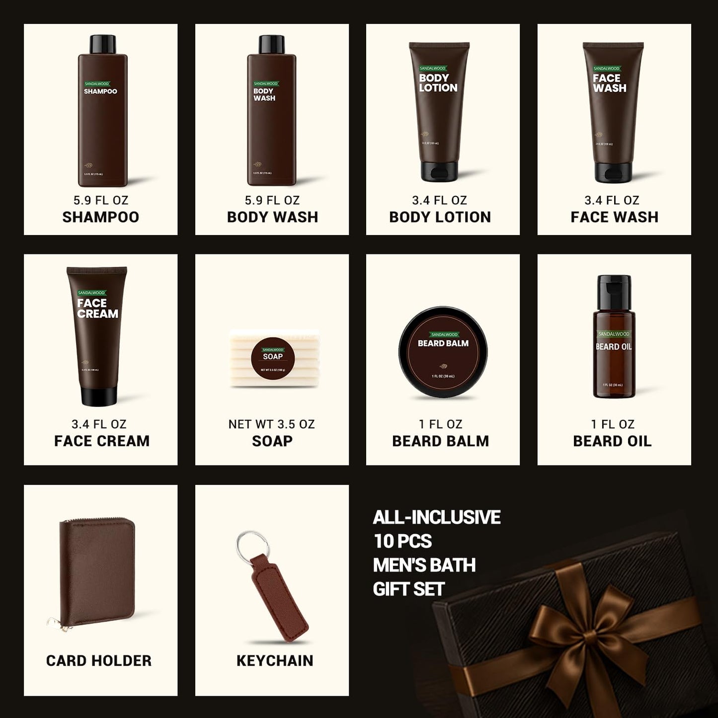 The Ultimate Men's Gift Box™ – 10-Piece Sandalwood Grooming & Relaxation Set