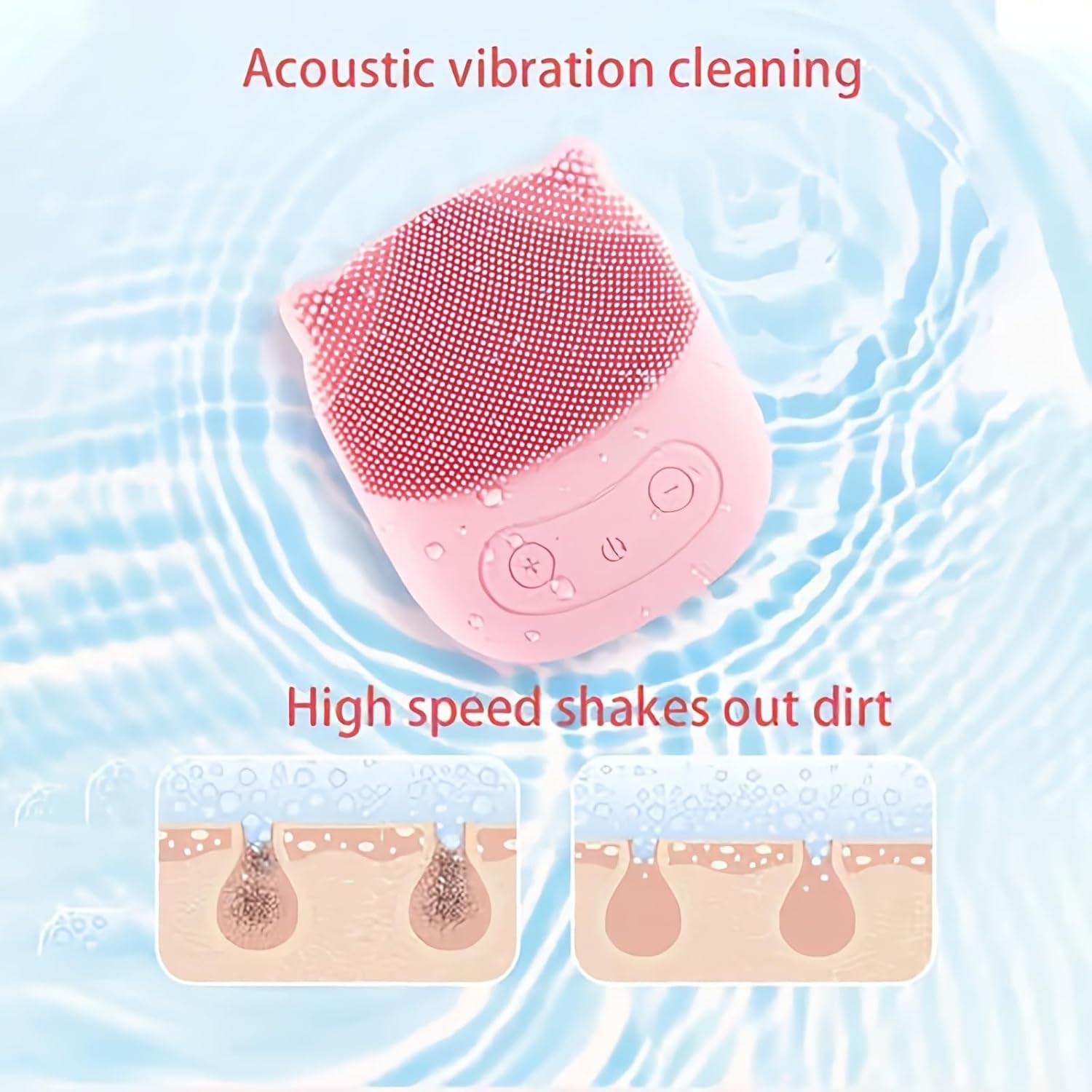 Facial Cleansing Tool Made with Ultra Hygienic Soft Silicone,Portable Silicone Waterproof Rechargeable Face Wash Brush, 4 Cleansing Modes, Electric Deep Cleaning for Men & Women (Red)