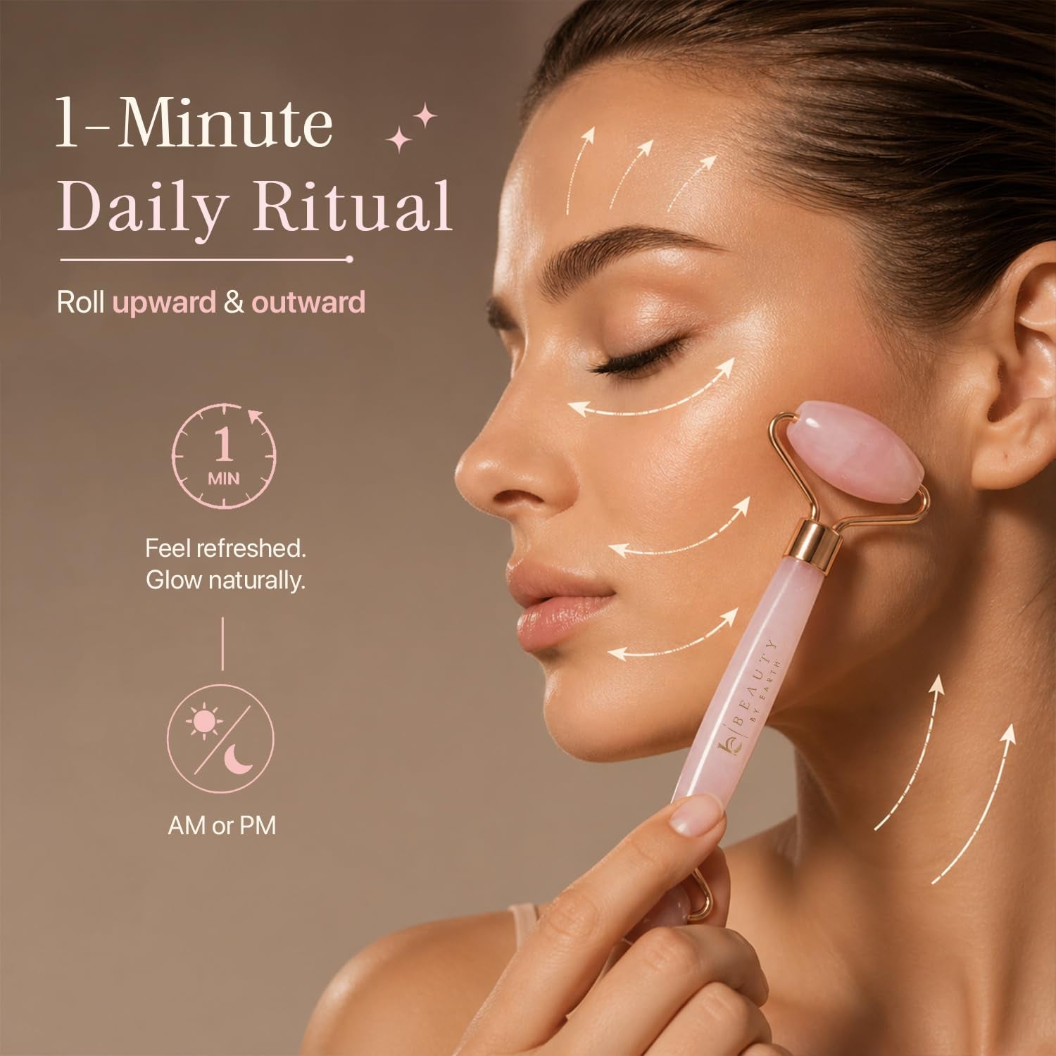  Rose Quartz Beauty Roller™ – Relaxing Facial Massager for Glowing, Radiant Skin