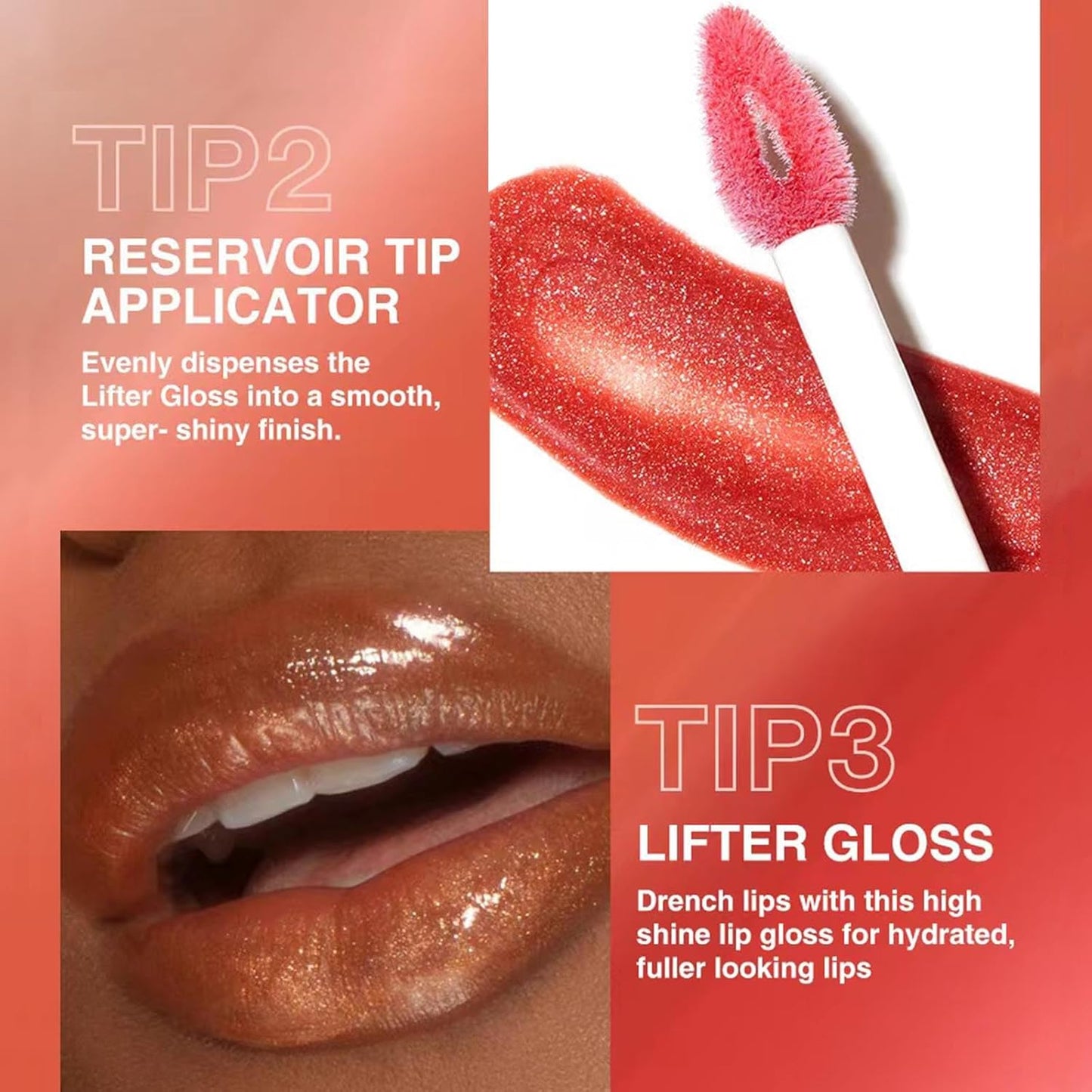 Clear Lip Gloss Lip Plumper Gloss Tinted Glitter Lipgloss Lip Oil Teens Moisturizing High Shine and Vegan Plumping Lip Gloss for Women Girls Long-Lasting Dry Lip Care (01# Clear Shimmer)