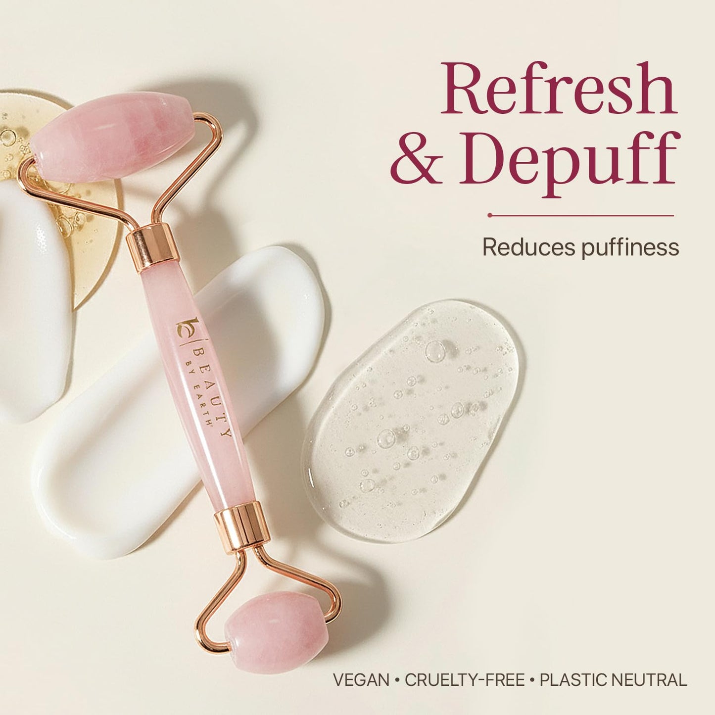  Rose Quartz Beauty Roller™ – Relaxing Facial Massager for Glowing, Radiant Skin