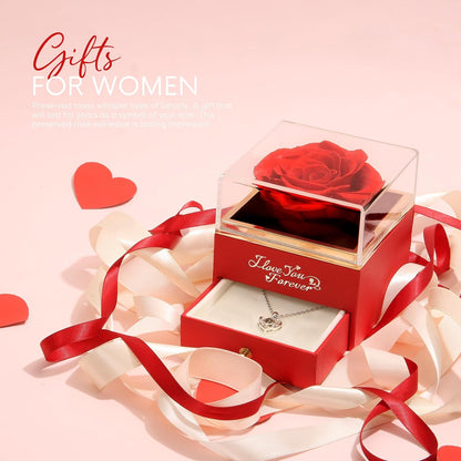  Love That Lasts Forever™ – Real Preserved Rose with Heart Necklace