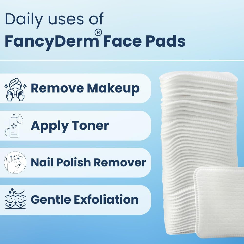 Square Cotton Pads for Face – 80 Count Lint Free Cotton Pads, Large Cotton Makeup Remover Pads for Skincare, 3 Inch (7–7.5 Cm)