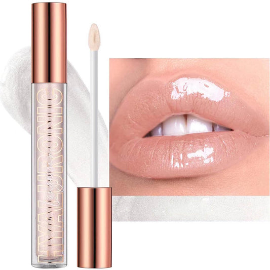 Clear Lip Gloss Lip Plumper Gloss Tinted Glitter Lipgloss Lip Oil Teens Moisturizing High Shine and Vegan Plumping Lip Gloss for Women Girls Long-Lasting Dry Lip Care (01# Clear Shimmer)