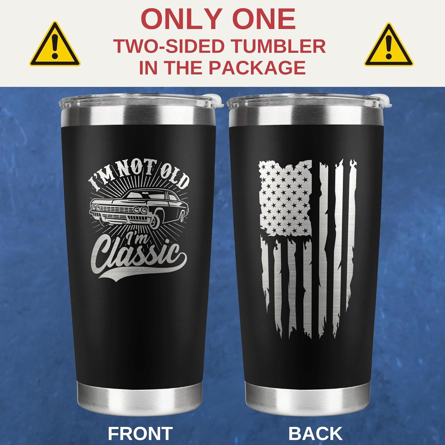Vintage, Not Old™ – Funny 20oz Tumbler Gift for Dad & Grandpa
