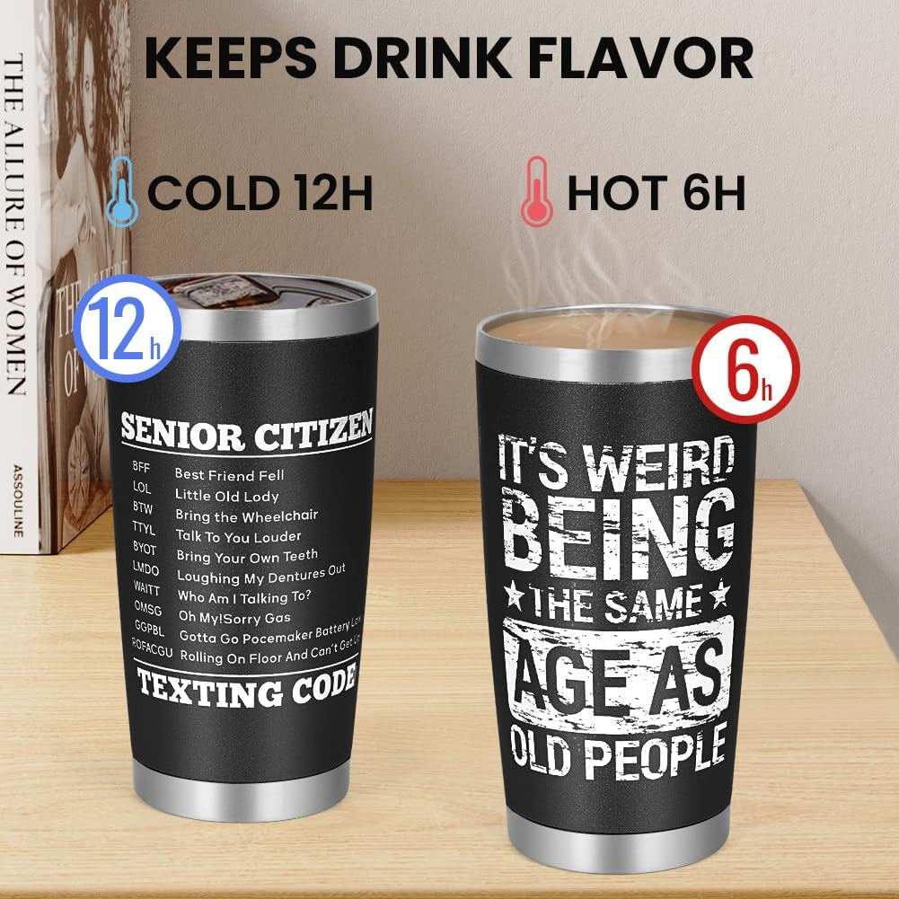 Funny Birthday Tumbler™ – "Weird Being the Same Age as Old People" 20oz Travel Mug