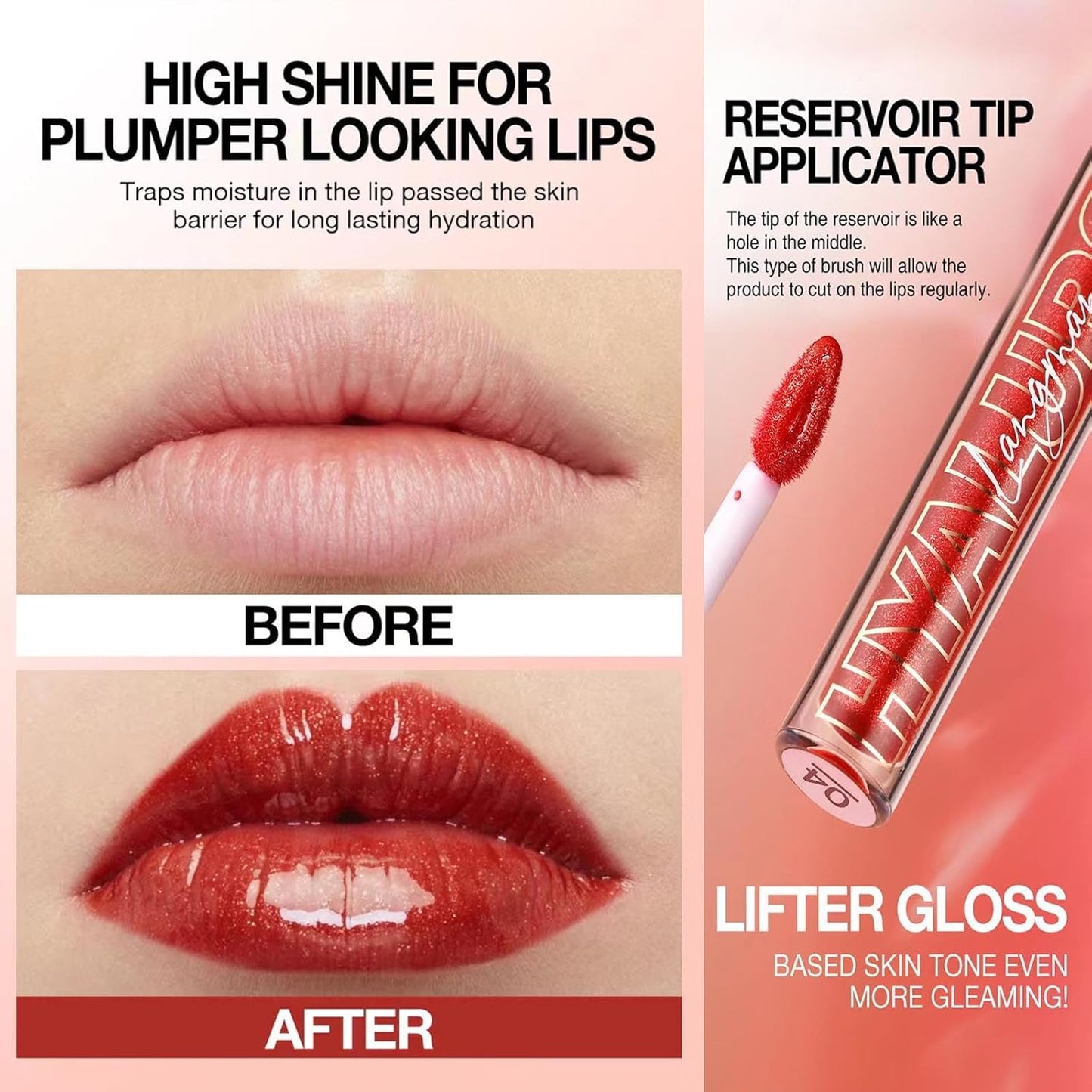 Clear Lip Gloss Lip Plumper Gloss Tinted Glitter Lipgloss Lip Oil Teens Moisturizing High Shine and Vegan Plumping Lip Gloss for Women Girls Long-Lasting Dry Lip Care (01# Clear Shimmer)