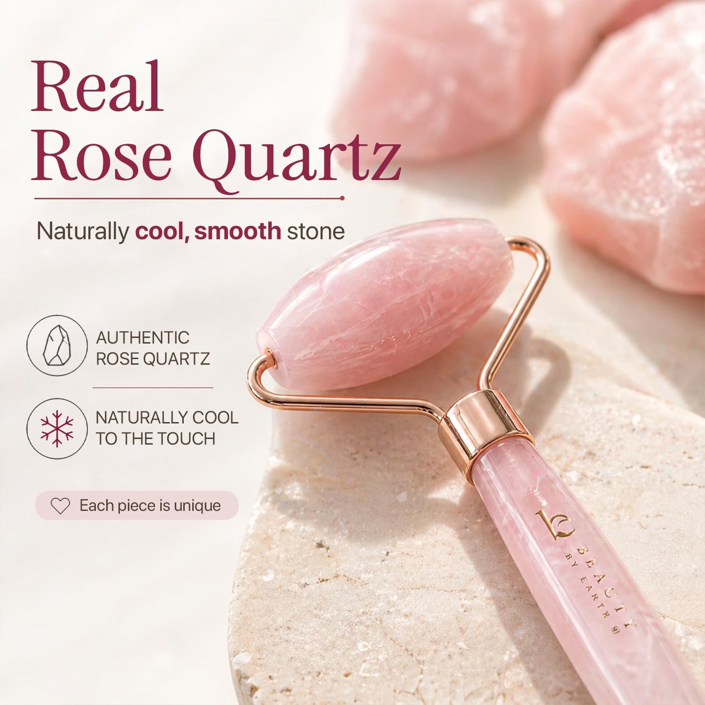  Rose Quartz Beauty Roller™ – Relaxing Facial Massager for Glowing, Radiant Skin