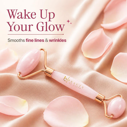  Rose Quartz Beauty Roller™ – Relaxing Facial Massager for Glowing, Radiant Skin