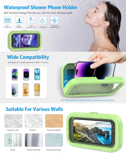 AquaView™ Waterproof Shower Phone Holder – 360° Rotating Hands-Free Screen Mount for Shower, Bath & Kitchen