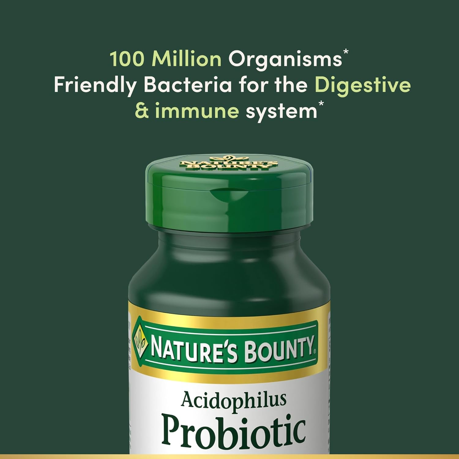 Lactobacillus Acidophilus Probiotic Supplement - Daily Probiotic for Women/Men Digestive Health, 100 Million Organisms, Vegetarian, 1 Serving per Day, 120 Tablets
