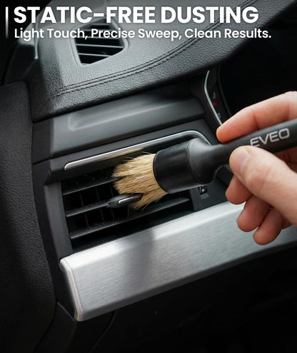 DetailMaster™ Premium Boar Hair Brush Set – Professional Interior Car Detailing Kit (3-Pack)