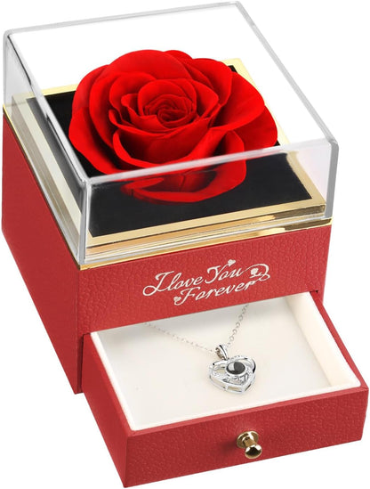  Love That Lasts Forever™ – Real Preserved Rose with Heart Necklace
